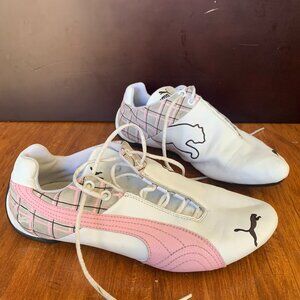Puma - Future Cat Low White and Pink Plaid Leather Runners